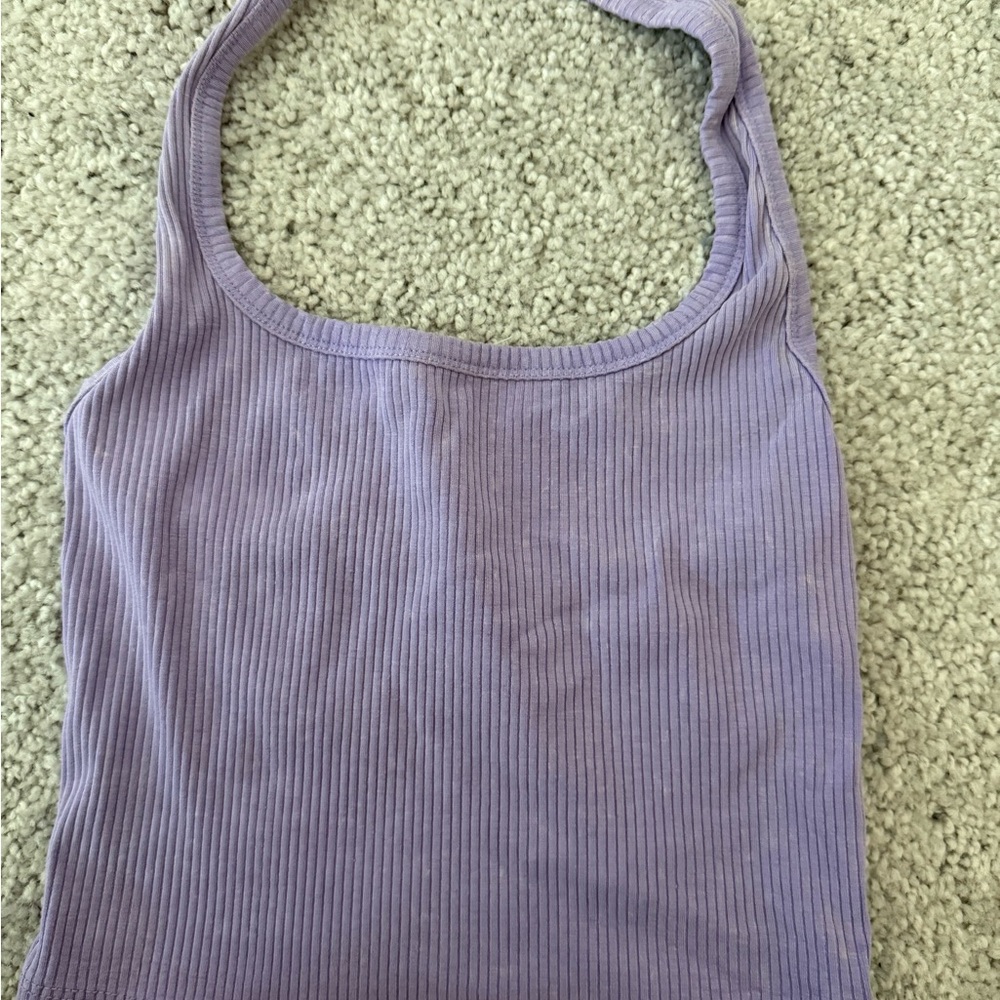 Wild Fable Purple Ribbed Halter Top